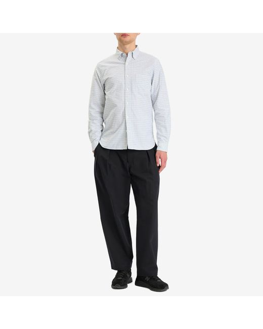 Beams Plus Blue Mini Rip Pleated Trousers for men