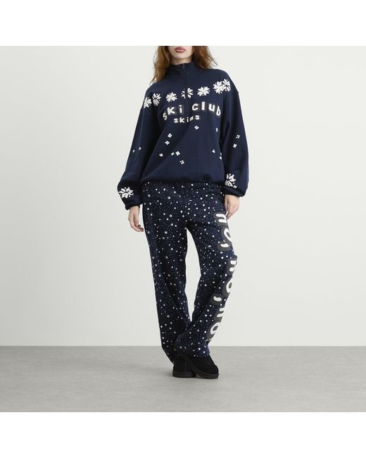 Skims Blue X Cpfm Cotton Fleece Classic Mock Neck Quarter Zip