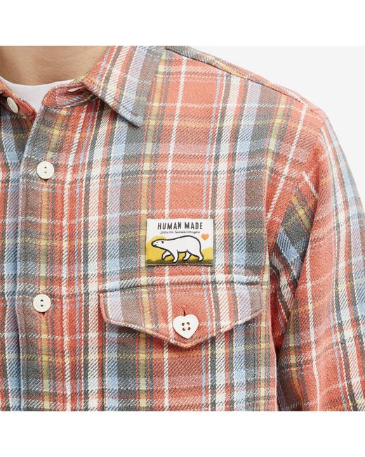 Human Made Red Check Overshirt for men