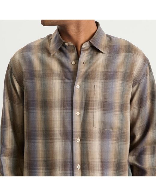 Auralee Brown Super Light Wool Check Shirt for men