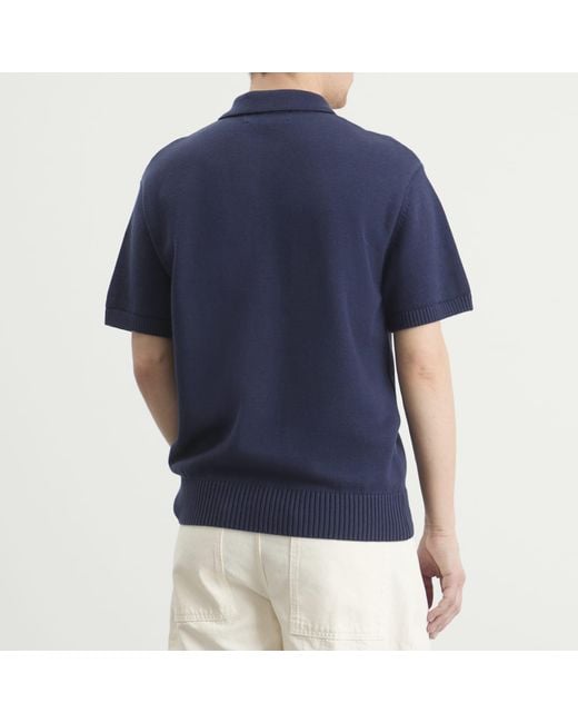Palmes Blue Cotton Knit Polo for men