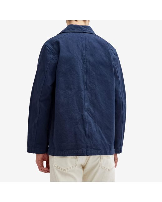 Drake's Blue Canvas Chore Jacket for men