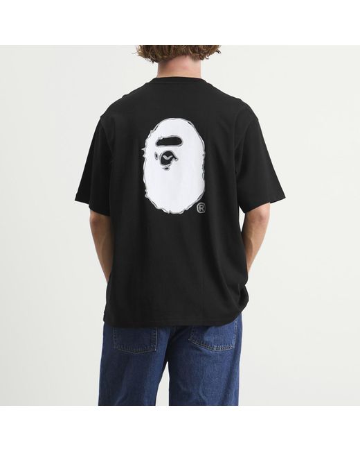 A Bathing Ape Black Hand Drawn Bape Logo T-Shirt for men