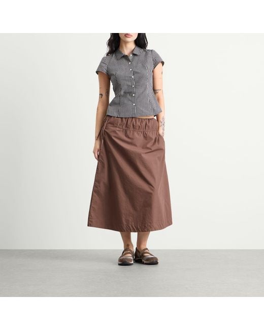 Damson Madder Brown Caspia Volume Midi Skirt