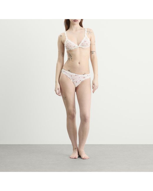 Skims White Stretch Lace Dipped Thong