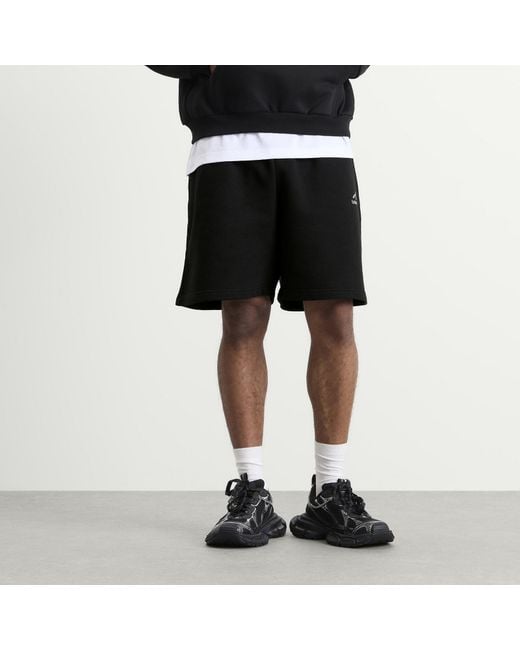 Balenciaga Black Logo Cotton Sweat Shorts for men