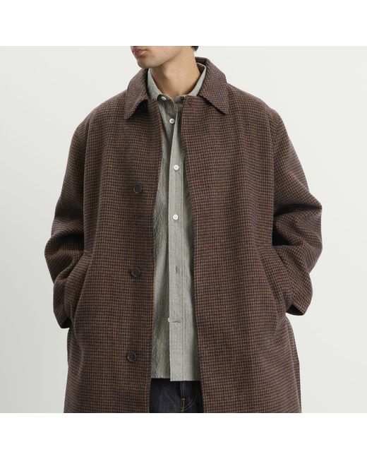Universal Works Brown Wool Tweed Mix Stan Coat for men
