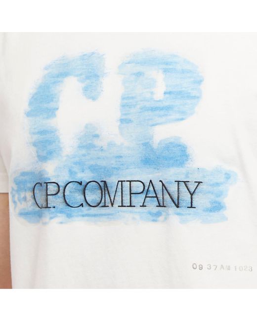 C P Company Blue Artisinal Logo T-Shirt for men