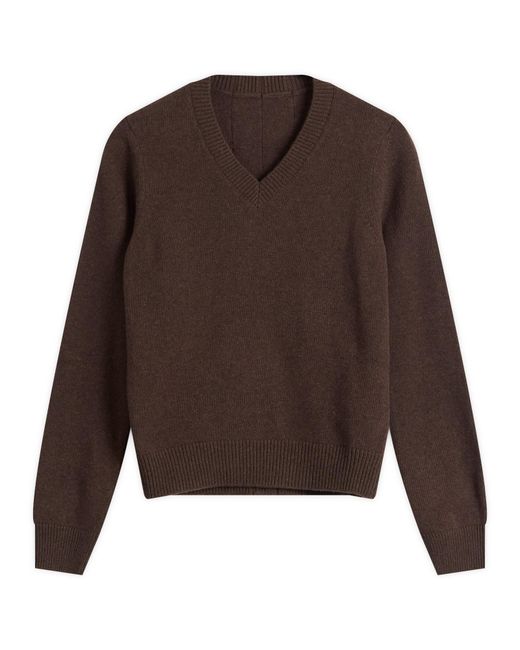 MM6 by Maison Margiela Brown V-Neck Knitted Jumper