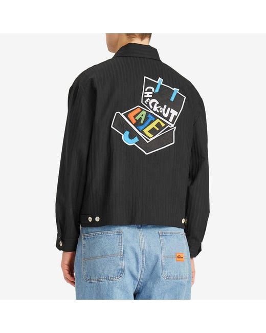 Late Checkout Black Suitcase Zipper Jacket for men