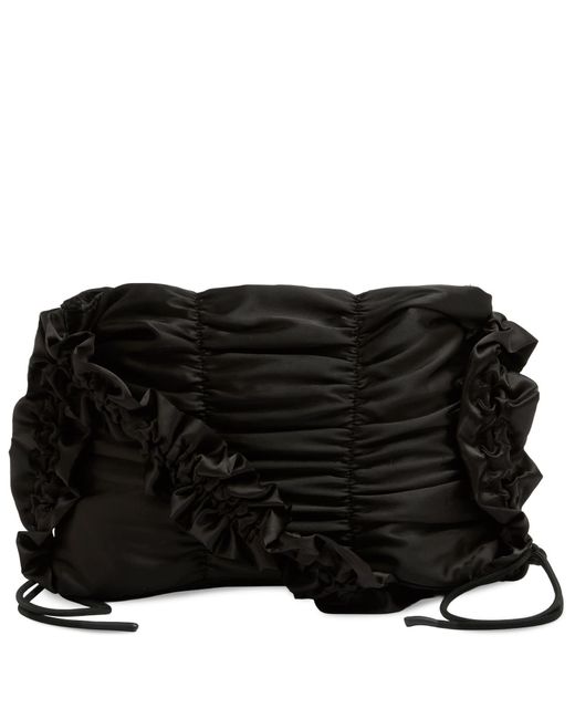 Damson Madder Black Ruched Satin Bag