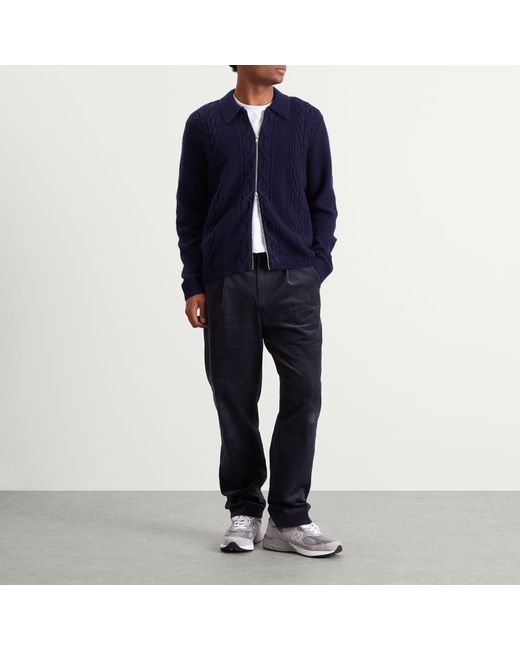 Wax London Blue Friar Zip Knit Jacket for men