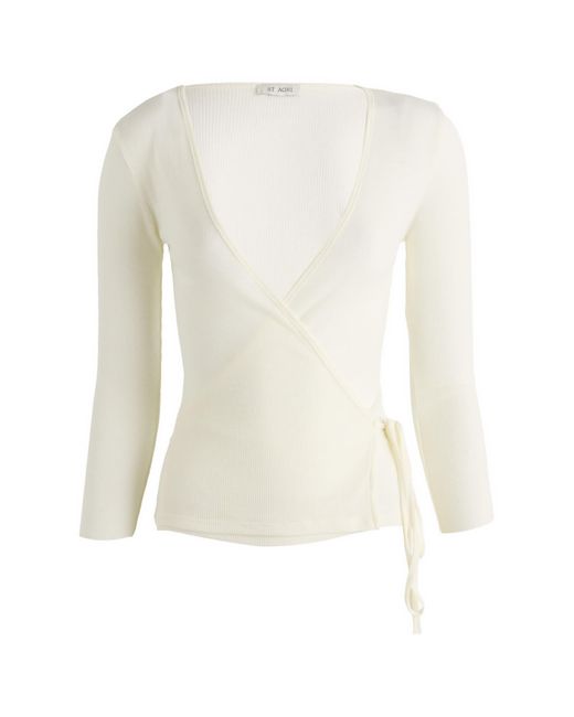 St. Agni White Baby Wool Wrap Top