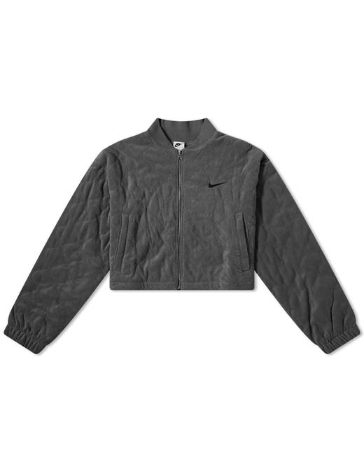 Nike Terry Quilted Jacket in Grey Lyst UK
