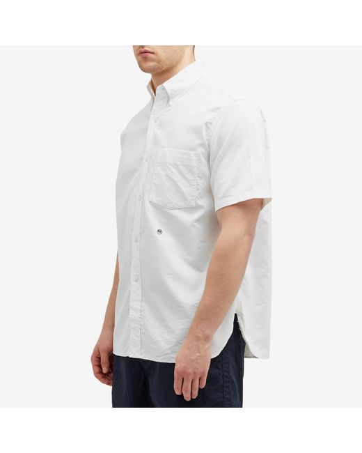 Nanamica White Short Sleeve Button Down Wind Shirt for men