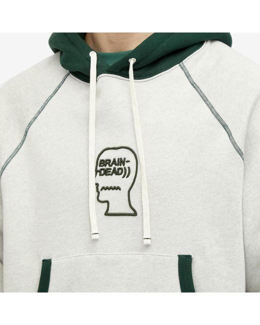 Brain Dead White Logo Head Raglan Hoodie for men