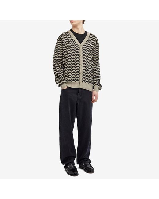 Fred Perry Black Jacquard Knit Cardigan for men