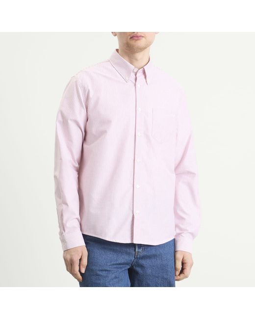 A.P.C. Pink Button Down Stripe Shirt for men