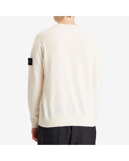 Stone Island White Geelong Wool Crew Neck Jumper for men