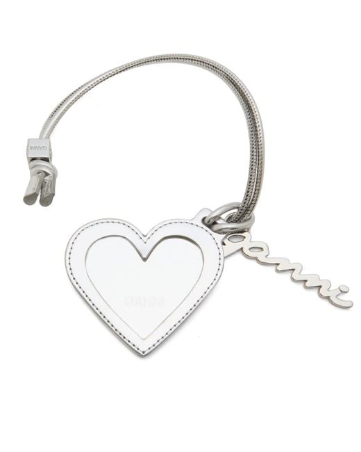 Ganni Metallic Bou Heart Mirror Keyring
