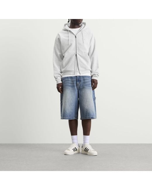 Dime Gray Classic Small Logo Zip Hoodie for men
