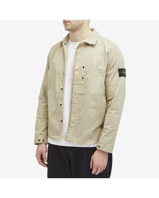 Stone Island Natural Supima Cotton Twill Stretch-Tc Button Shirt Jacket for men