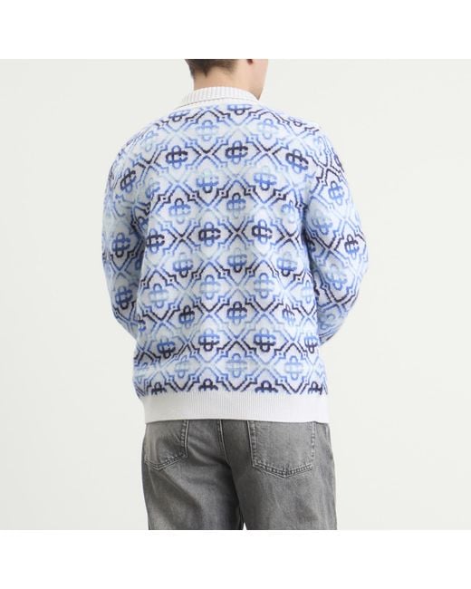 Casablanca Blue Space Dye Monogram Zip Up for men