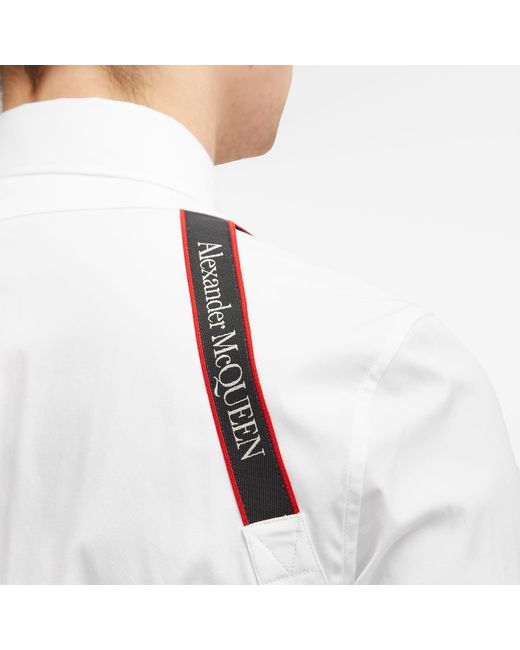 Alexander McQueen White Tape Logo Harness Shirt for men