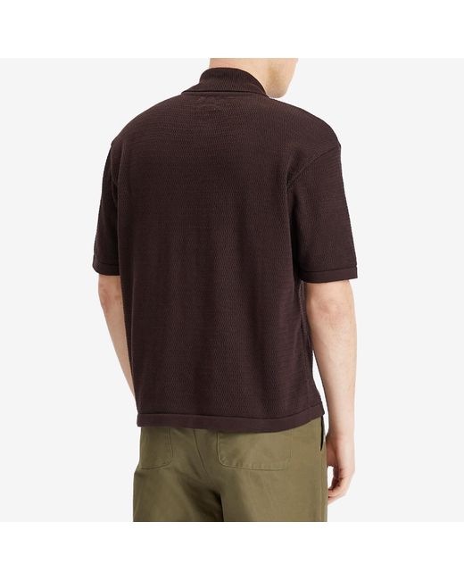 Oliver Spencer Brown Short Sleeve Mawes Knited Shirt for men