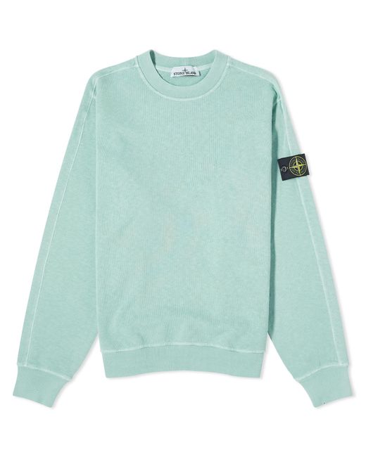 Stone Island Green Garment Dyed Malfile Crew Sweat for men