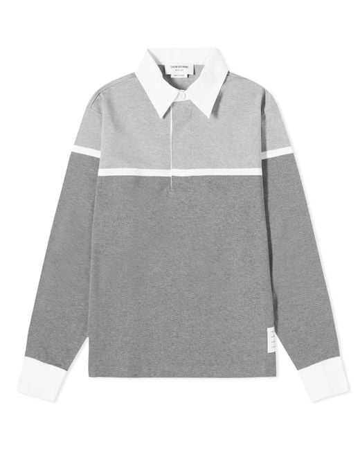 Thom Browne Gray 4 Bar Stripe Rugby Shirt for men