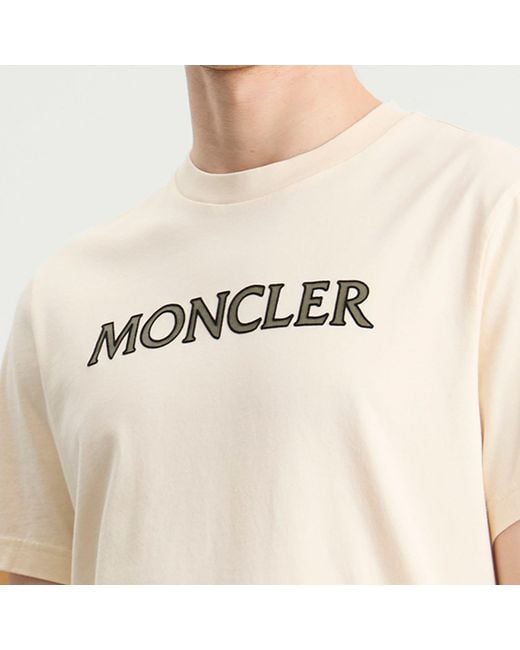 Moncler Natural Flocked Logo T-Shirt for men