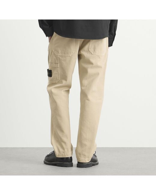 Stone Island Natural Panama Cotton Old Effect Work Pants for men