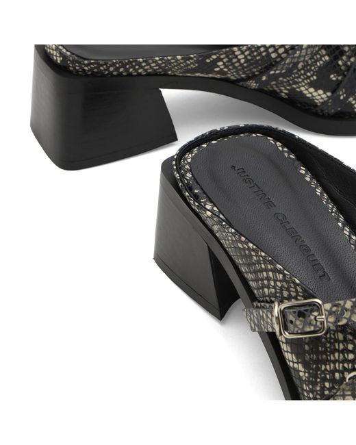 Justine Clenquet Black Andie Python Mules
