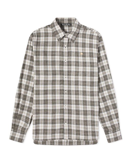 Acne Gray Sarlie Dry Flannel Check Shirt
