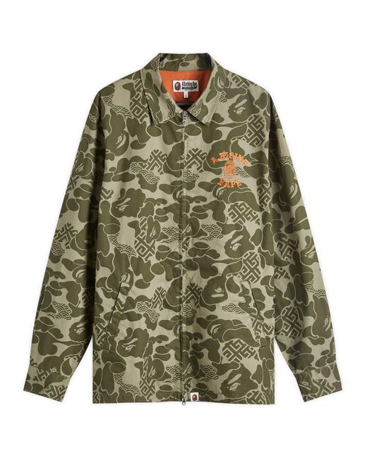 A Bathing Ape Green Asia Camo Zip Jacket for men