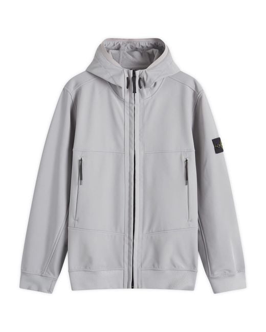 Stone Island Soft Shell-R Hooded Jacket in Gray for Men | Lyst