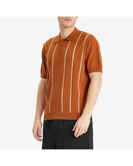 Percival Brown Micro Cable Knitted Polo for men