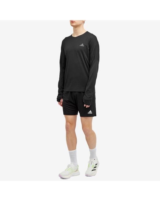 Adidas Originals Black Adidas Adizero Long Sleeve Running T-Shirt for men