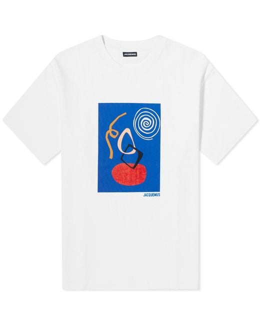 Jacquemus Blue Cuadro Arty Picture T-Shirt for men