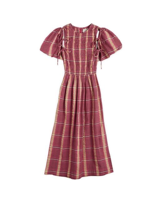 Damson Madder Becca Midi Dress in Red | Lyst
