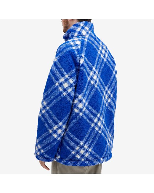 Burberry Blue Tartan Fleece Jacket for men