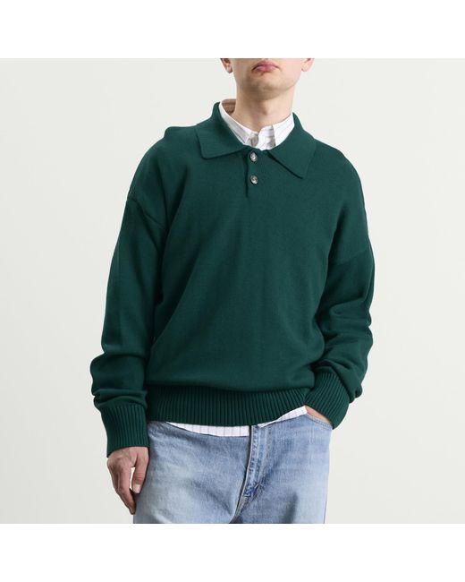 AMI Green Boxy Polo Shirt for men