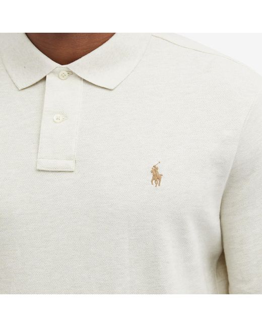 Polo Ralph Lauren White Long Sleeve Custom Fit Polo Shirt for men