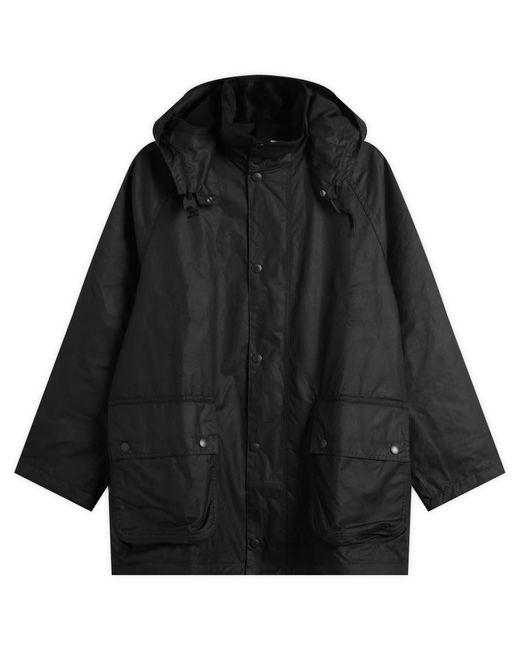 Barbour Black X Margaret Howell Stand Collar Wax Parka Jacket for men