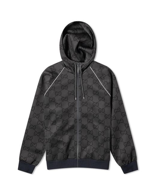 Gucci Black Light Neoprene Jumbo Gg Hooded Jacket for men