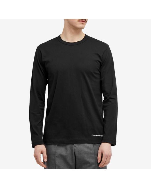 Comme des Garçons Black Long Sleeve Logo T-Shirt for men