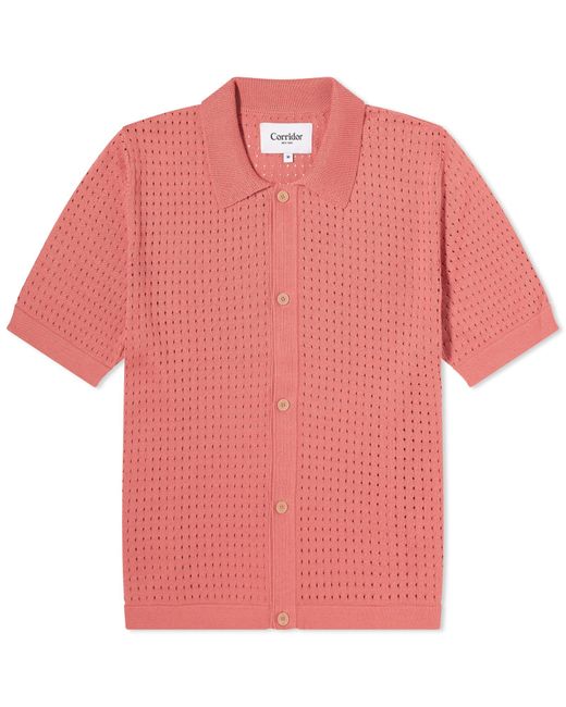 Corridor NYC Pink Pointelle Knit Short Sleeve Shirt for men