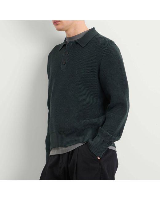 Corridor NYC Green Long Sleeve Slouchy Polo Shirt for men