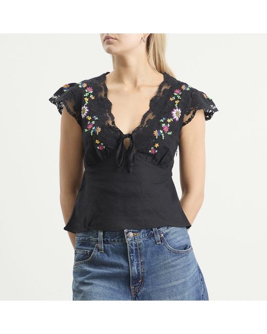 Rixo Black Elaine Top
